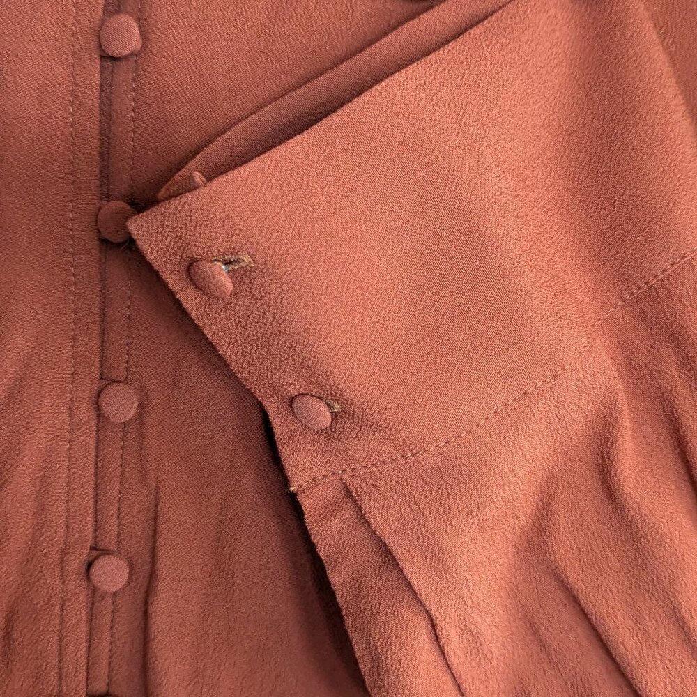 Madewell Heather Long Sleeve Button-down Dress, Rust Red, Size Large - Picture 4 of 13